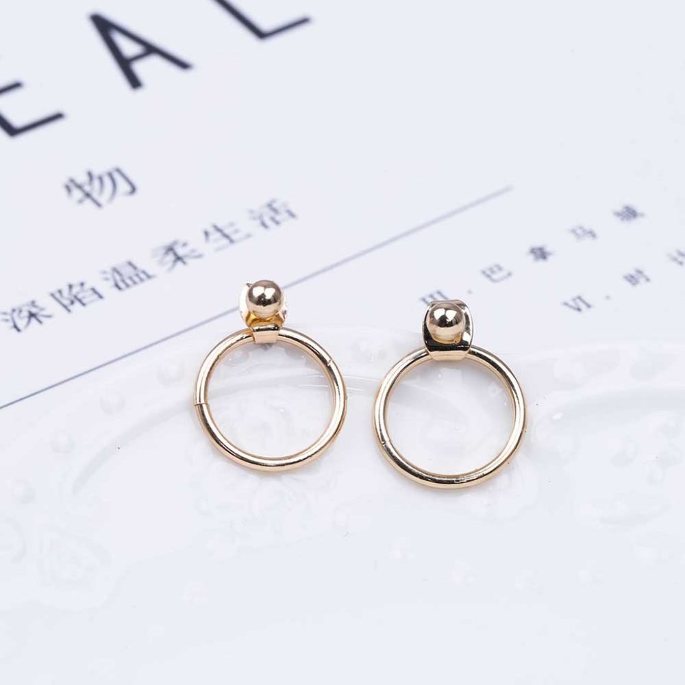 Minimalist Stud Hoop Earrings (Gold) - Picture 4 of 5